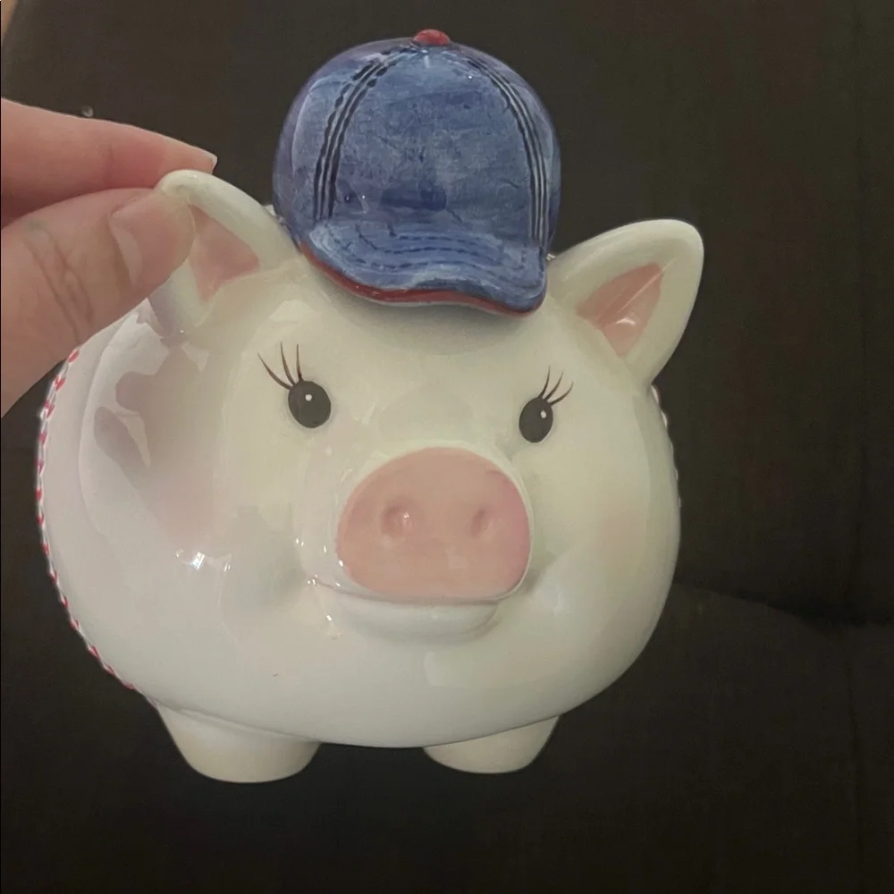 # 1006**Baseball Piggy Bank with Blue Cap - Picture 3 of 13